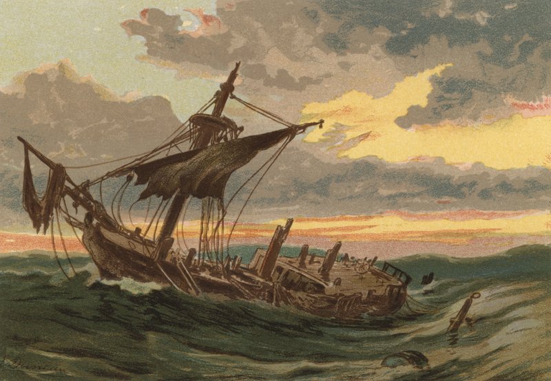 Auringonlasku merellä, Hylätty laiva tekijältä Edward Duncan