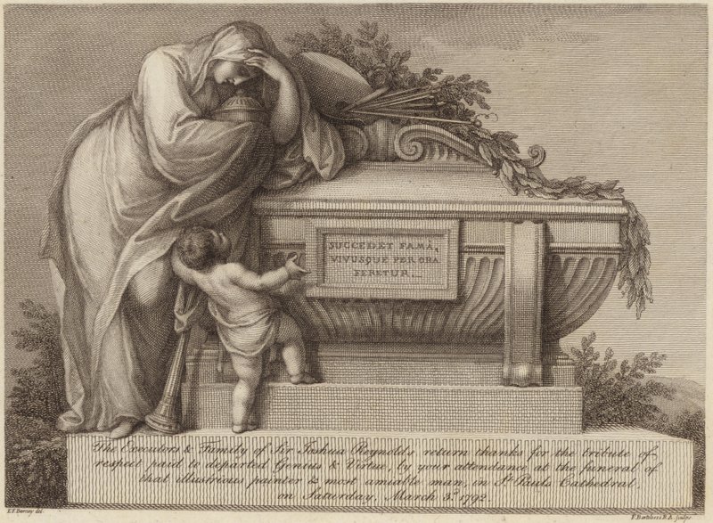 Sir Joshua Reynoldsin hautajaislippu tekijältä Edward Francis Burney