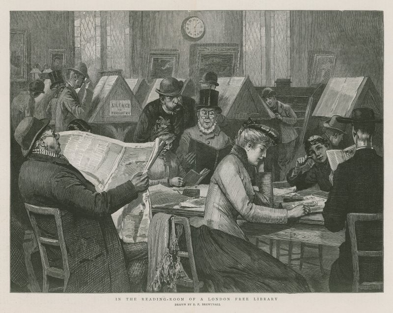 Lontoon ilmaisen kirjaston lukusalissa tekijältä Edward Frederick Brewtnall