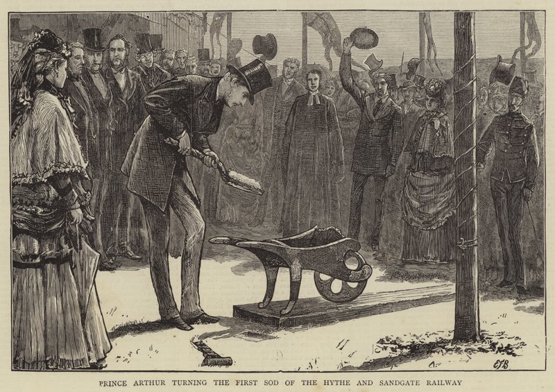 Prinssi Arthur kääntää Hythen ja Sandgaten rautatien ensimmäisen sodin tekijältä Edward Frederick Brewtnall