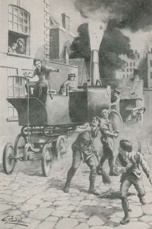 Gurney ja hänen ihmeellinen moottorinsa (litografia) tekijältä Edward Frederick Skinner