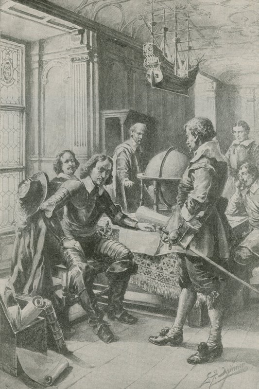 Robert Blake kutsuu Oliver Cromwellia (litografia) tekijältä Edward Frederick Skinner