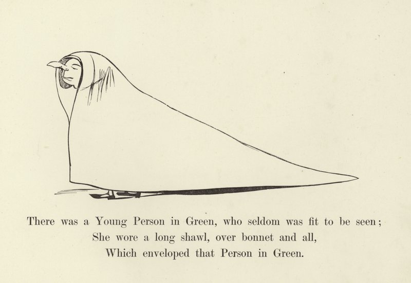 Vihreässä oli nuori henkilö, joka harvoin ehti tulla nähtäväksi tekijältä Edward Lear
