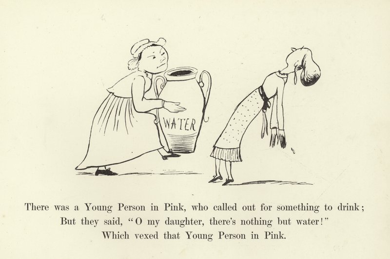 Pinkissä oli nuori henkilö, joka huusi juotavaa tekijältä Edward Lear