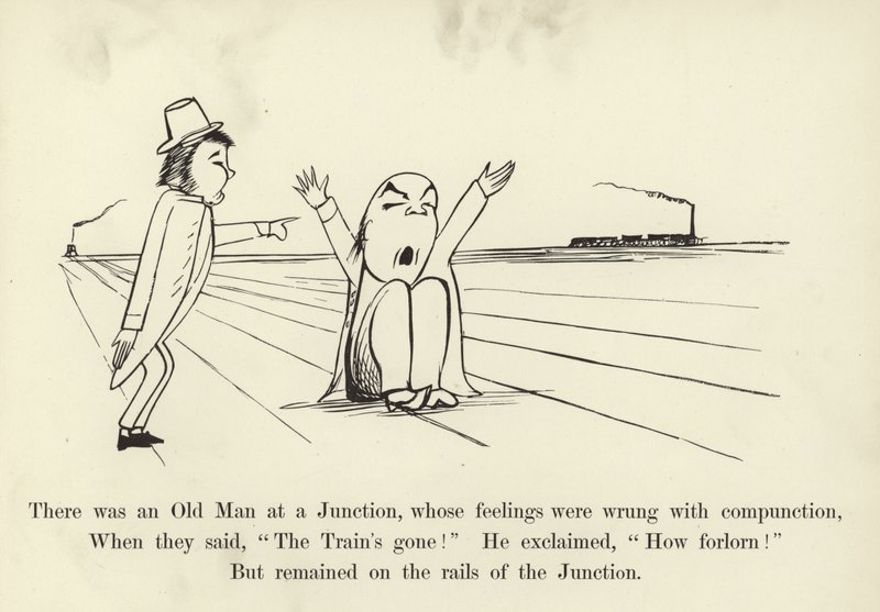 Risteyksessä oli eräs vanha mies, jonka tunteet olivat väärässä, kun hänellä oli myötähäpeää. tekijältä Edward Lear