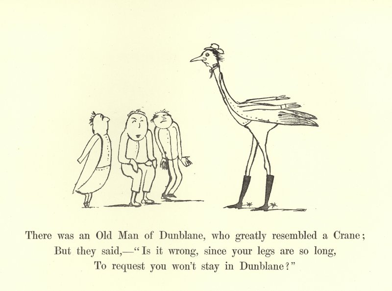 Siellä oli Dunblanen vanha mies, joka muistutti suuresti nosturia tekijältä Edward Lear