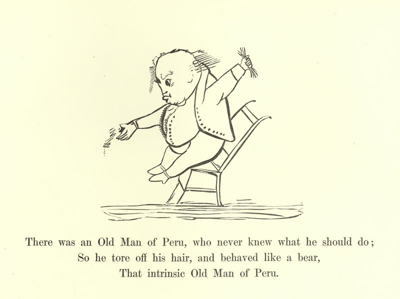 Olipa kerran Perun vanhus, joka ei tiennyt, mitä hänen pitäisi tehdä... tekijältä Edward Lear