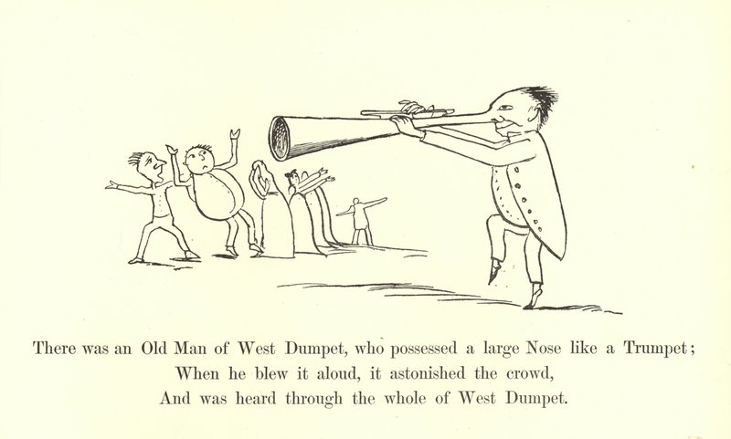 Siellä oli West Dumpetin vanha mies, jolla oli iso nenä kuin trumpetilla tekijältä Edward Lear