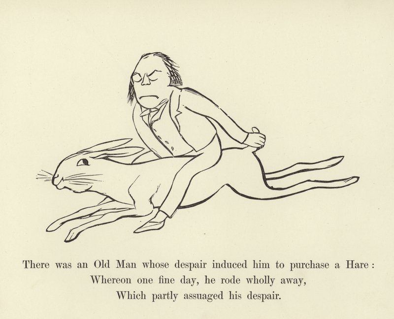 Siellä oli vanha mies, jonka epätoivo sai hänet ostamaan jänisen tekijältä Edward Lear