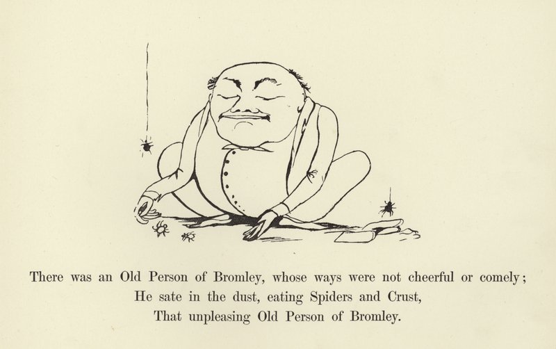 Oli eräs Bromleyn vanhus, jonka tavat eivät olleet iloiset tai komeat. tekijältä Edward Lear