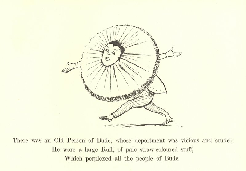 Siellä oli Buden vanha henkilö, jonka käytös oli ilkeä ja raaka tekijältä Edward Lear