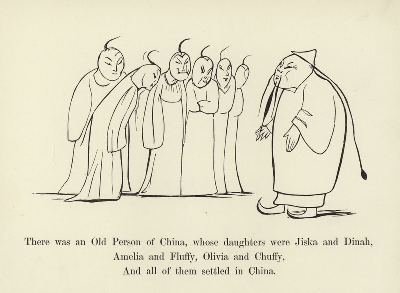Siellä oli Kiinan vanha henkilö, jonka tyttäret olivat Jiska ja Dinah tekijältä Edward Lear