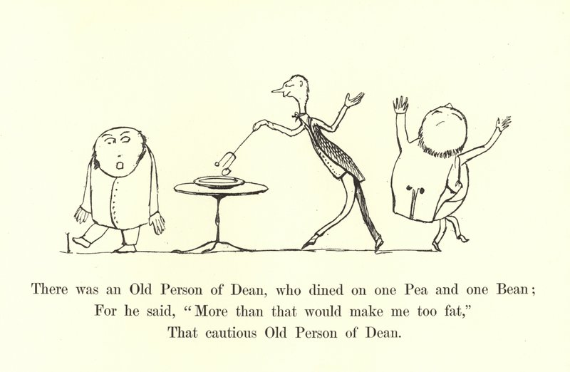 Siellä oli Deanin vanha henkilö, joka söi yhden herneen ja yhden papun tekijältä Edward Lear