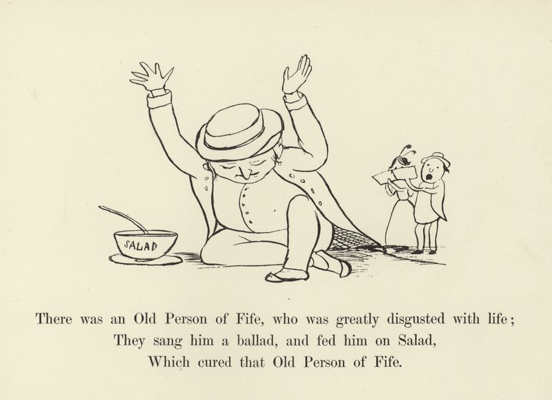 Siellä oli Fifen vanha henkilö, joka inhosi suuresti elämää tekijältä Edward Lear