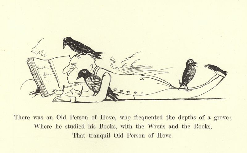 Siellä oli Hoven vanha henkilö, joka vieraili lehdon syvyyksissä tekijältä Edward Lear