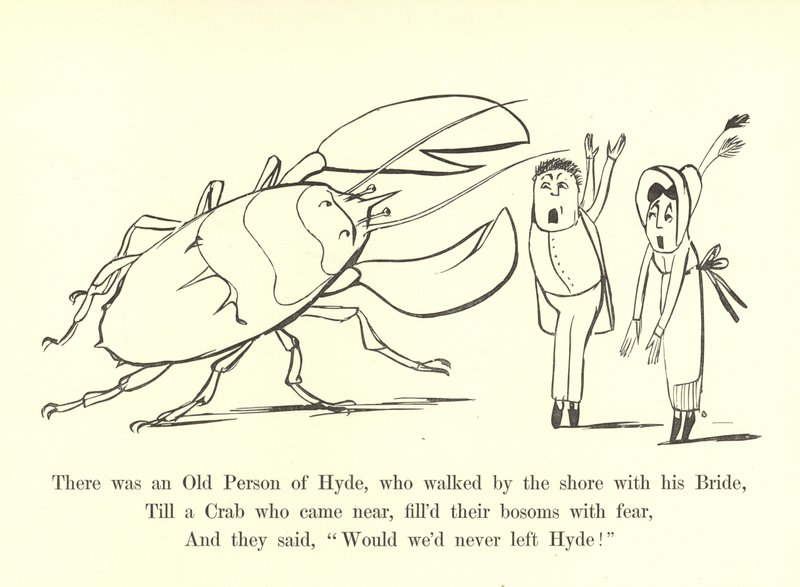 Hyden vanha henkilö käveli rannalla morsiamensa kanssa tekijältä Edward Lear