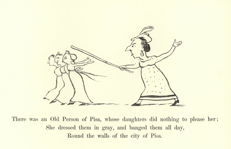 Oli eräs Pisan vanhus, jonka tyttäret eivät tehneet mitään miellyttääkseen häntä... tekijältä Edward Lear