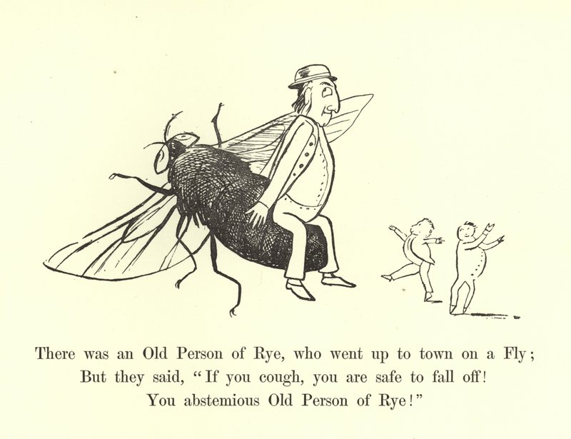 Oli eräs vanha ruisrääkkäläinen, joka meni kaupunkiin lentokoneella. tekijältä Edward Lear