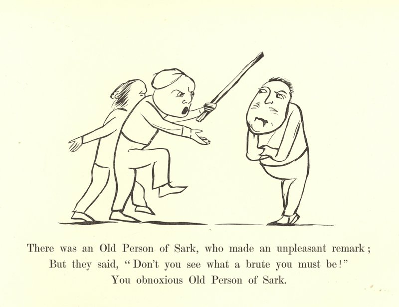 Siellä oli Sarkin vanha henkilö, joka teki epämiellyttävän huomautuksen tekijältä Edward Lear