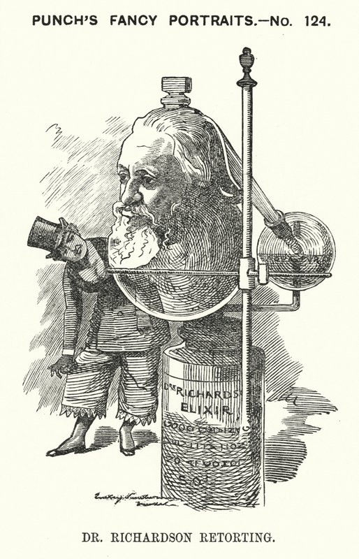 Punch-sarjakuva: Benjamin Ward Richardson, englantilainen lääkäri (kaiverrus) tekijältä Edward Linley (after) Sambourne