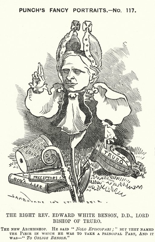 Punch-sarjakuva: Edward White Benson, englantilainen piispa (kaiverrus) tekijältä Edward Linley (after) Sambourne