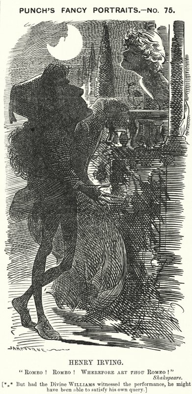 Punch-sarjakuva: Henry Irving, englantilainen näyttelijä (kaiverrus) tekijältä Edward Linley (after) Sambourne