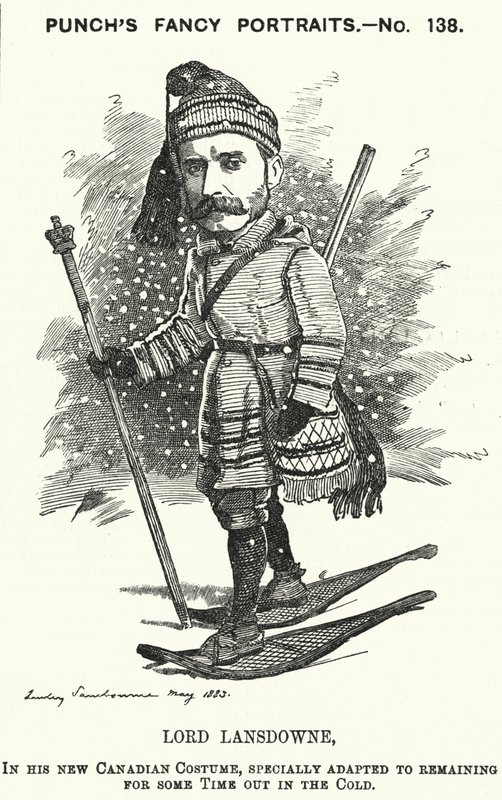 Punch-sarjakuva: Henry Petty-Fitzmaurice, Lansdownen 5. markiisi, brittiläinen poliitikko ja Kanadan kenraalikuvernööri (kaiverrus) tekijältä Edward Linley (after) Sambourne