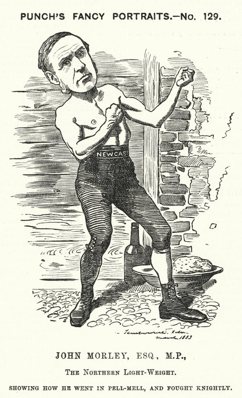 Punch-sarjakuva: John Morley, englantilainen liberaalipoliitikko (kaiverrus) tekijältä Edward Linley (after) Sambourne