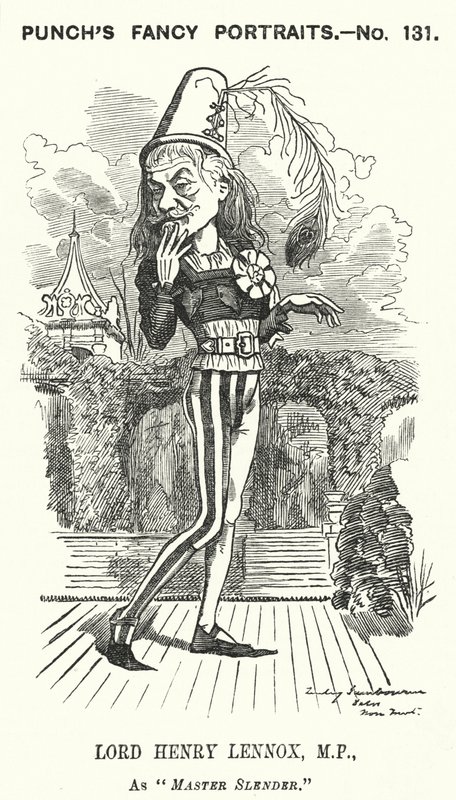 Punch-sarjakuva: Lord Henry Lennox, englantilainen konservatiivipoliitikko (kaiverrus) tekijältä Edward Linley (after) Sambourne