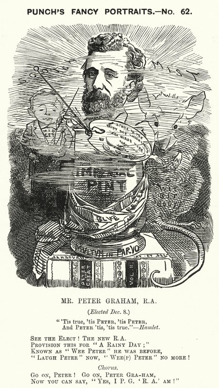 Punch-sarjakuva: Peter Graham, skotlantilainen taiteilija (kaiverrus) tekijältä Edward Linley (after) Sambourne