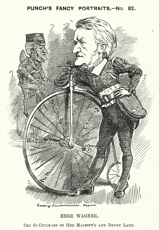 Punch-sarjakuva: Richard Wagner, saksalainen säveltäjä (kaiverrus) tekijältä Edward Linley (after) Sambourne