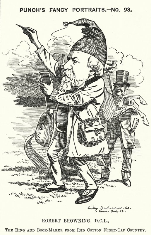 Punch-sarjakuva: Robert Browning, englantilainen runoilija ja näytelmäkirjailija (kaiverrus) tekijältä Edward Linley (after) Sambourne