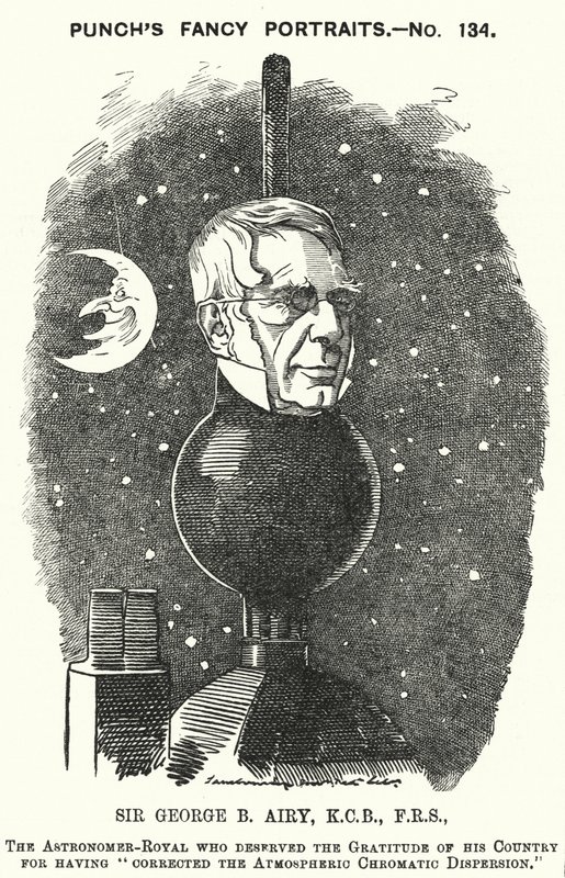 Punch-sarjakuva: Sir George Biddell Airy, Englantilainen tähtitieteilijä Royal (kaiverrus) tekijältä Edward Linley (after) Sambourne