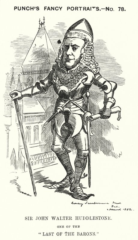 Punch-sarjakuva: Sir John Walter Huddleston, englantilainen asianajaja ja tuomari (kaiverrus) tekijältä Edward Linley (after) Sambourne