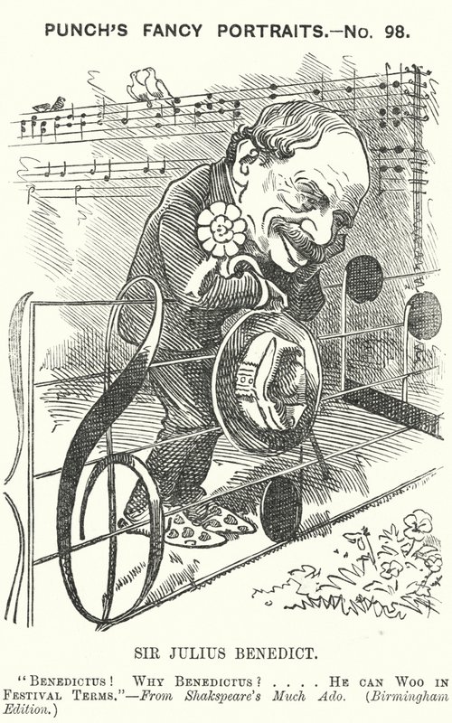 Punch-sarjakuva: Sir Julius Benedict, saksalaissyntyinen säveltäjä ja kapellimestari (kaiverrus) tekijältä Edward Linley (after) Sambourne