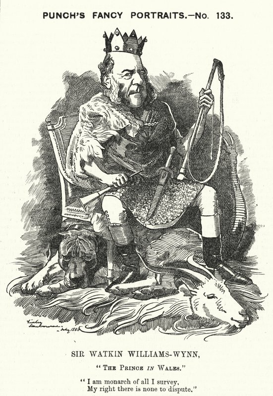 Punch-sarjakuva: Sir Watkin Williams-Wynn, 6. Baronet, Walesin konservatiivipoliitikko (kaiverrus) tekijältä Edward Linley (after) Sambourne