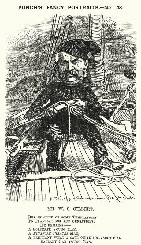 Punch-sarjakuva: W S Gilbert, englantilainen näytelmäkirjailija ja libretisti (kaiverrus) tekijältä Edward Linley (after) Sambourne