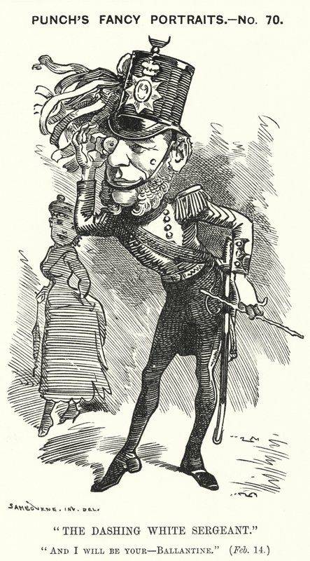 Punch-sarjakuva: William Ballantine, englantilainen lainoppinut (kaiverrus) tekijältä Edward Linley (after) Sambourne