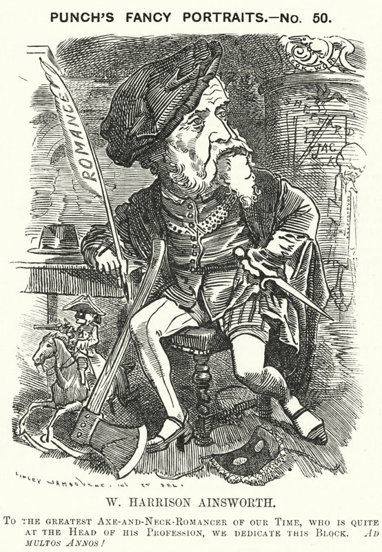 Punch-sarjakuva: William Harrison Ainsworth, englantilainen historiallinen kirjailija (kaiverrus) tekijältä Edward Linley (after) Sambourne