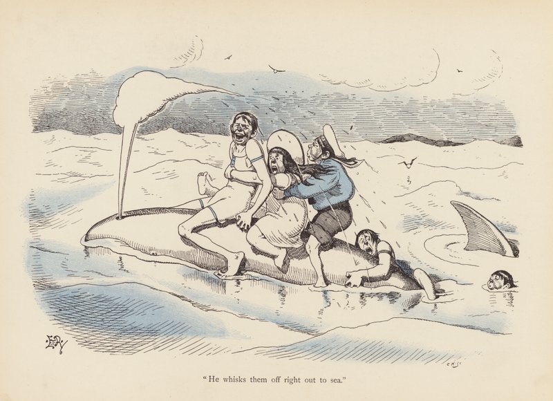 Hännät kierteellä: Valas (väri litho) tekijältä Edward Tennyson Reed