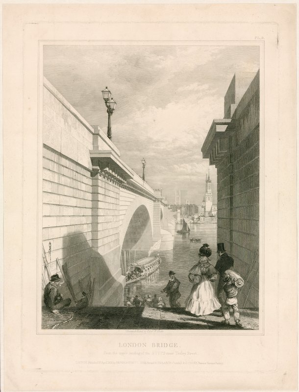 New London Bridge portaiden ylätasanteelta lähellä Tooley Streetiä tekijältä Edward William Cooke