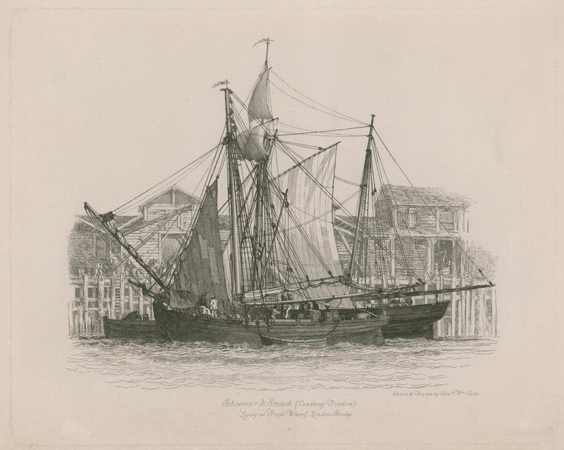Schooner und Smack makaa Fresh Wharfissa tekijältä Edward William Cooke