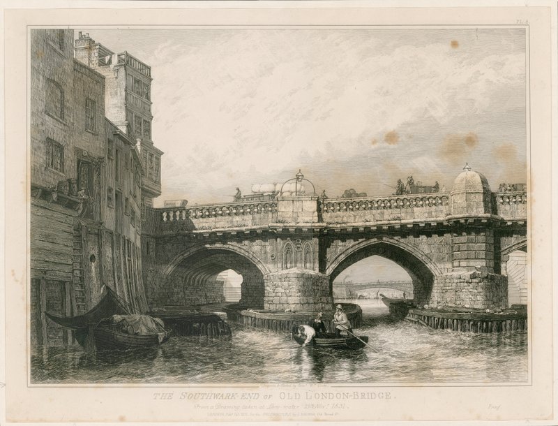 Old London Bridgen Southwark End tekijältä Edward William Cooke