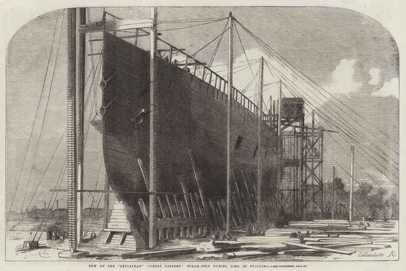 Leviathan-höyrylaivan keula rakennusaikana tekijältä Edwin Weedon