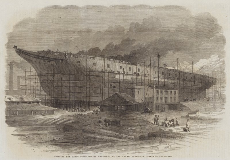 Great Steam-Frigate Warriorin rakentaminen Thames Ironworks Blackwallissa tekijältä Edwin Weedon