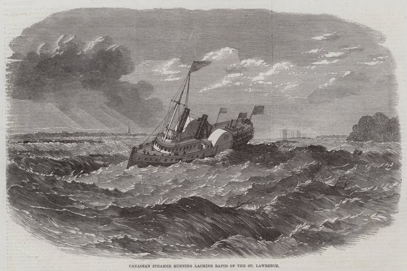 Kanadalainen höyrylaiva, jossa on Lachine Rapid of the St Lawrence tekijältä Edwin Weedon