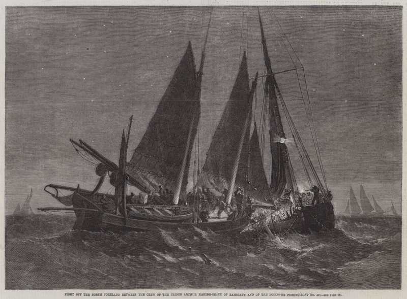 Taistele North Forelandissa Ramsgaten Prince Arthur Fishing-Smackin ja Boulognen kalastusveneen nro 439 miehistön välillä tekijältä Edwin Weedon