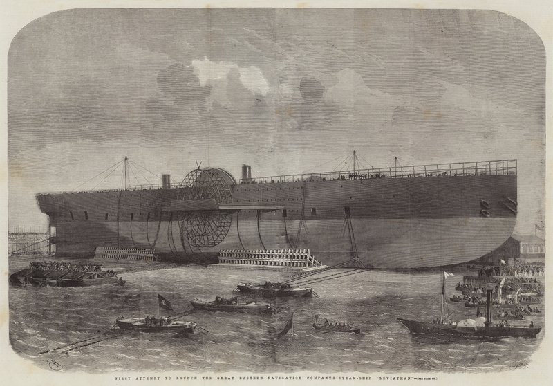 Ensimmäinen yritys käynnistää Great Eastern Navigation Companyn Steam-Ship Leviathan tekijältä Edwin Weedon