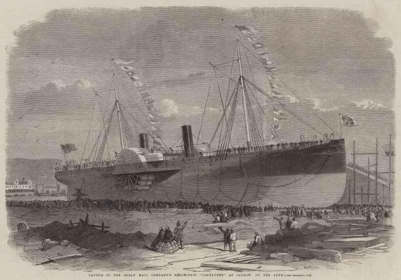 Ocean Mail Companyn höyrylaiva Connaughtin vesillelasku Jarrow