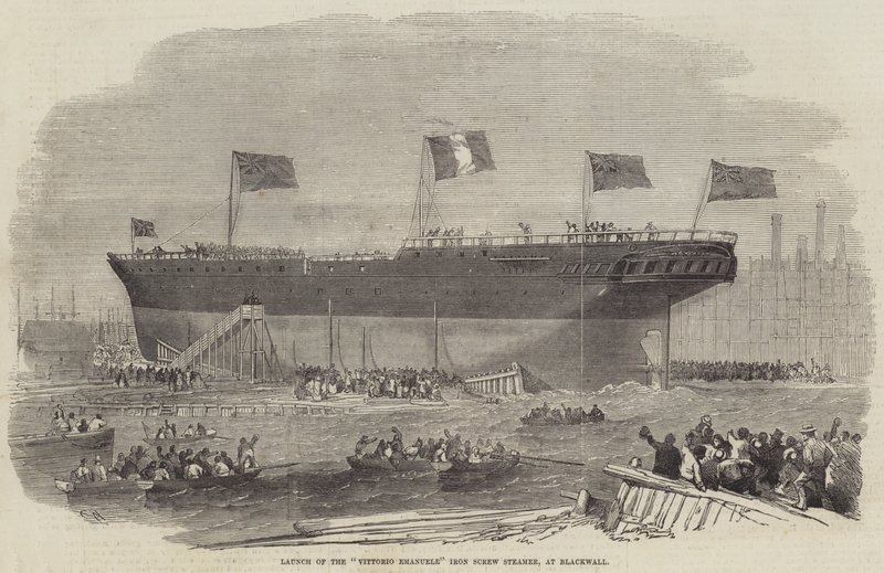 Vittorio Emanuele Iron Screw Steamer lanseerattiin Blackwallissa tekijältä Edwin Weedon